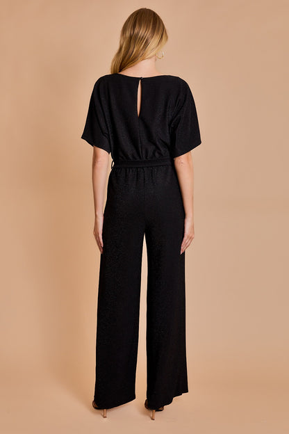 Black Sparkle Short Sleeve Jumpsuit