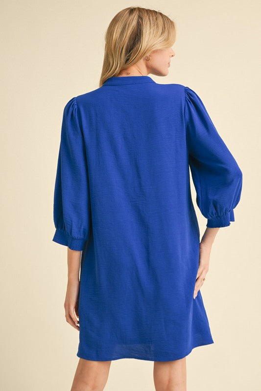 Flowy V-Neck Dress - Royal Blue