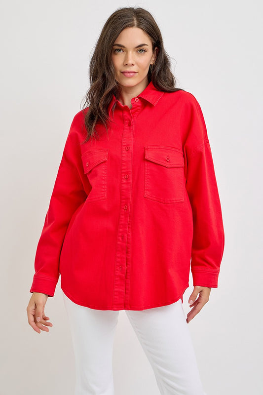 Risen Scarlet Oversized Shirt Jacket