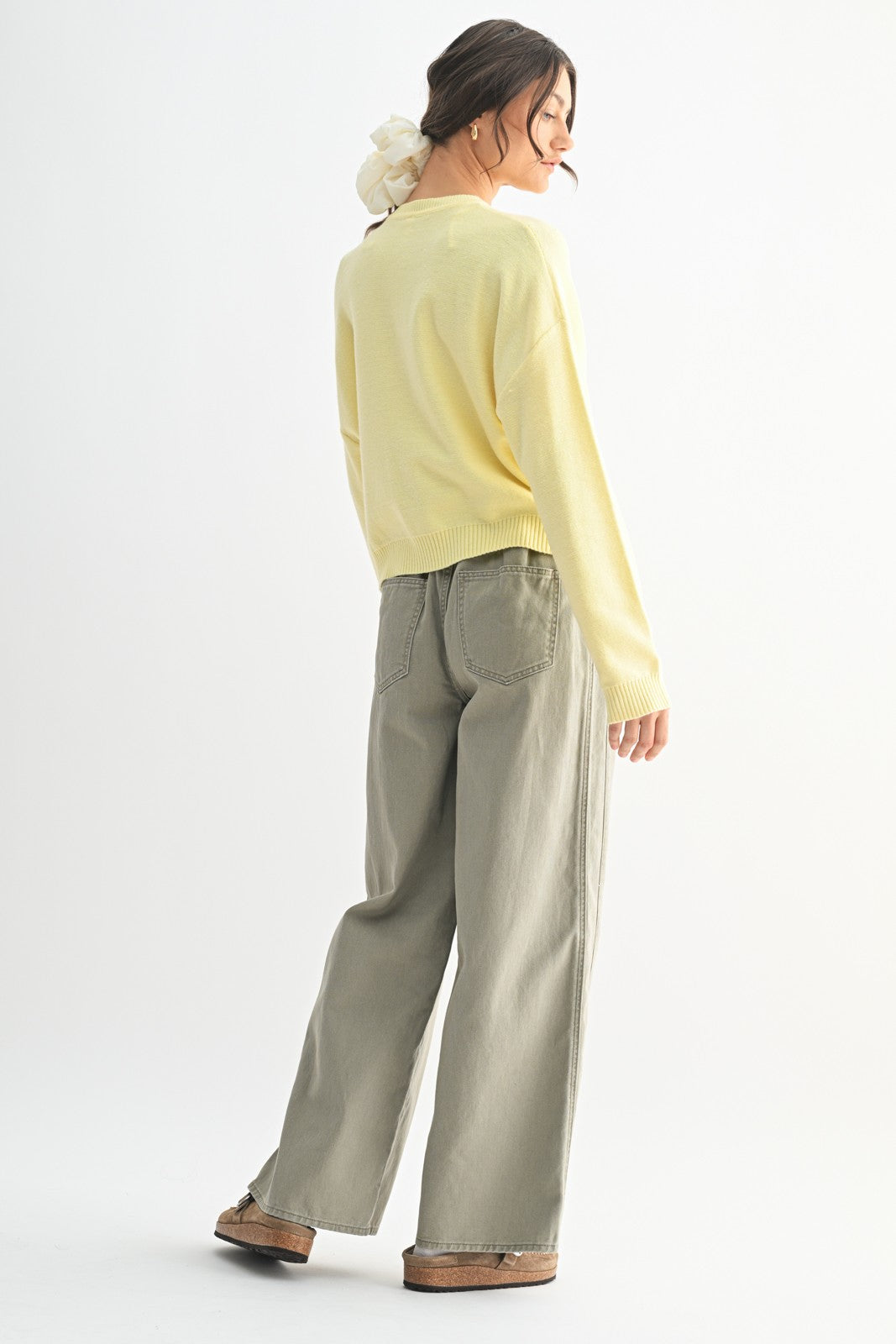 Henley Button Up Sweater - Lemon