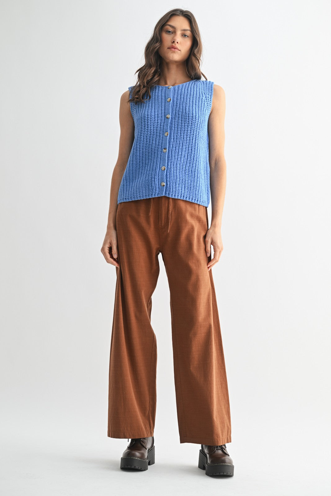 Cornflower Blue Textured Sweater Vest