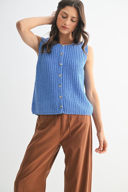Cornflower Blue Textured Sweater Vest