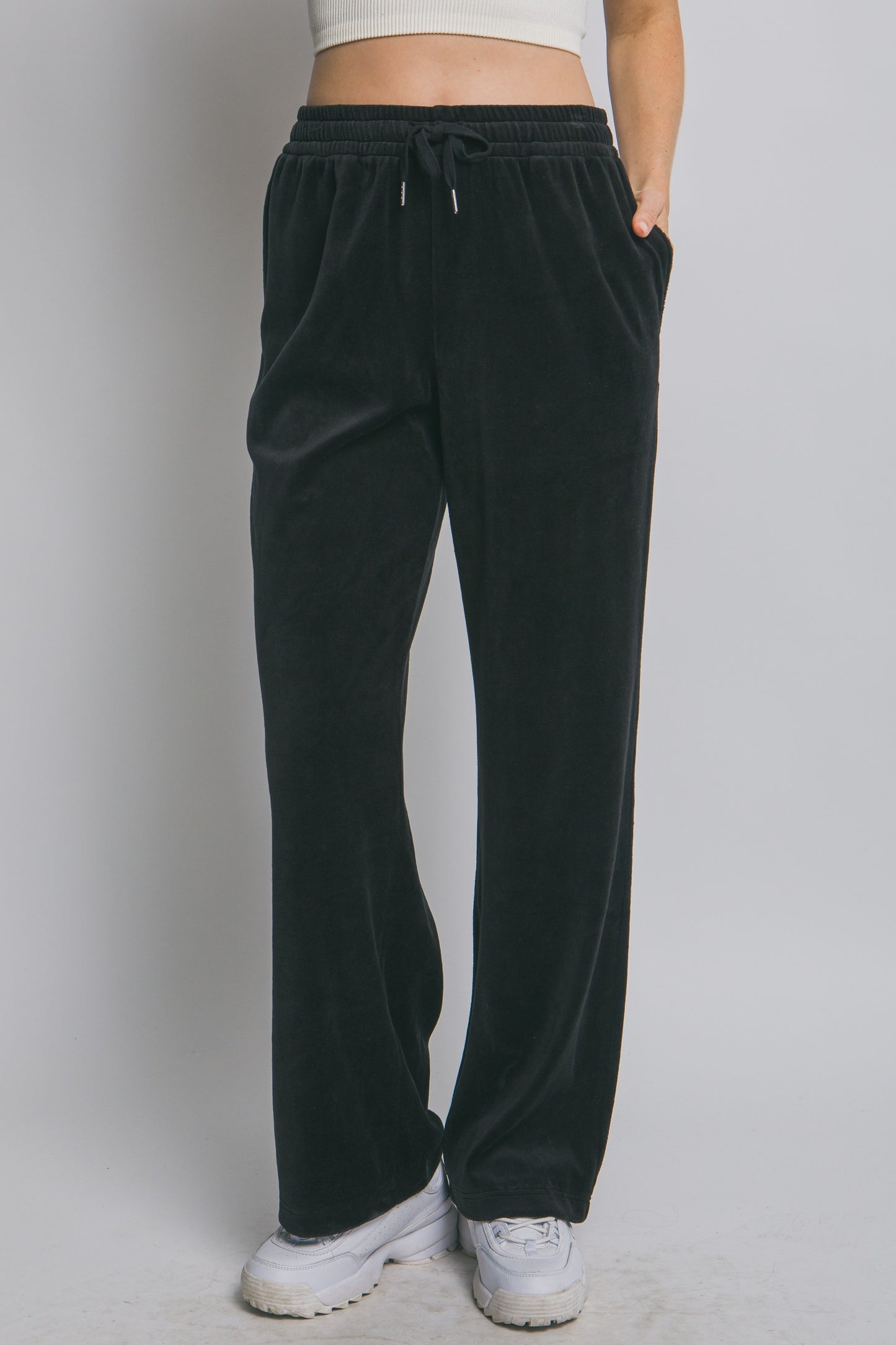 Elastic Waist Velour Sweatpants