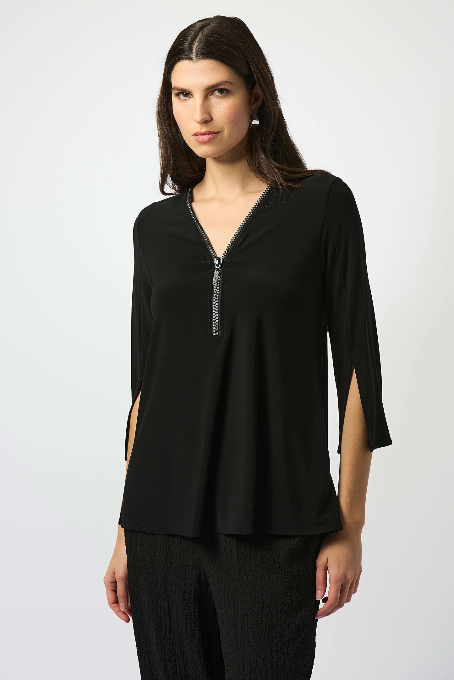 Black Tunic with Sparkle Zipper Detail