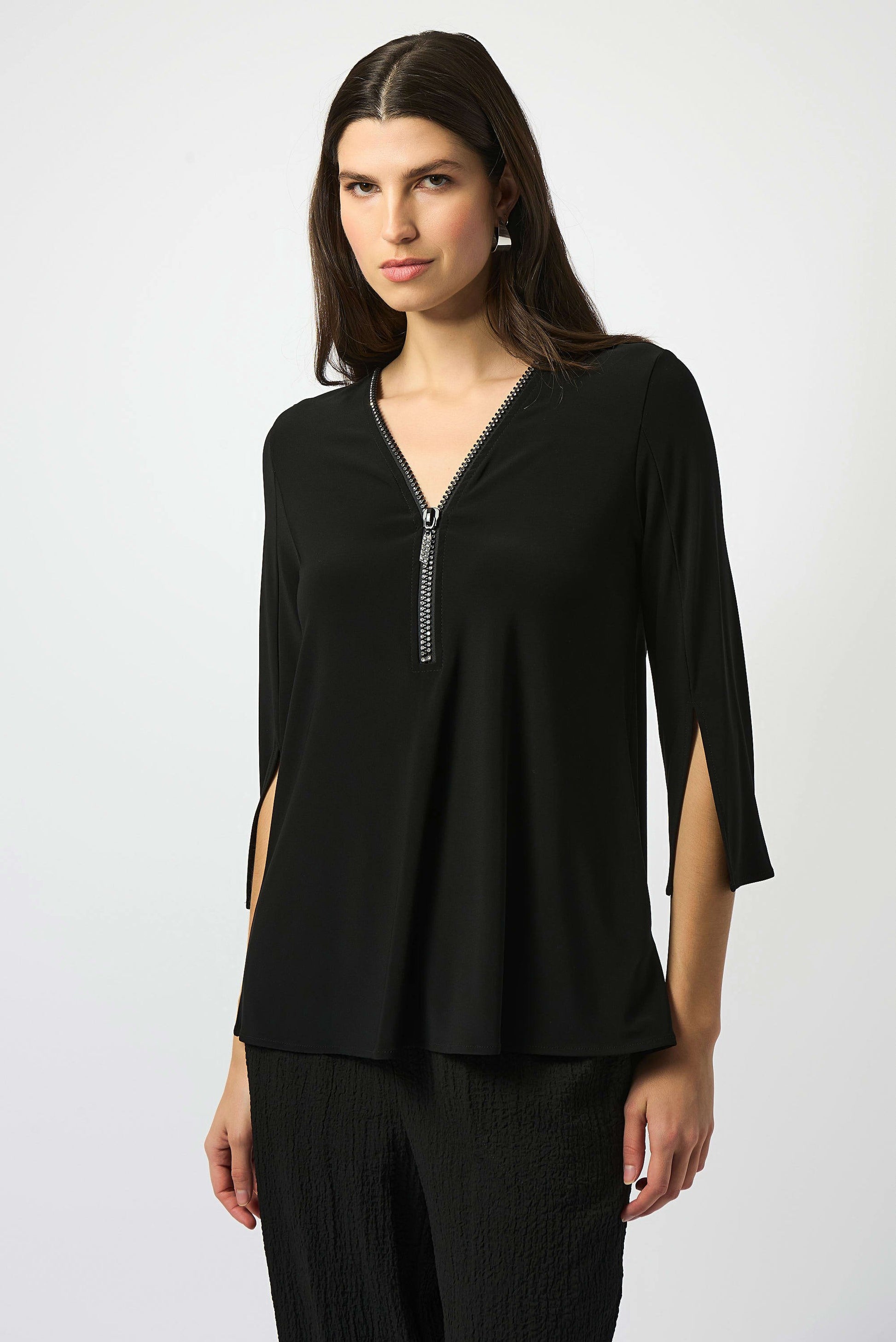 Black Tunic with Sparkle Zipper Detail