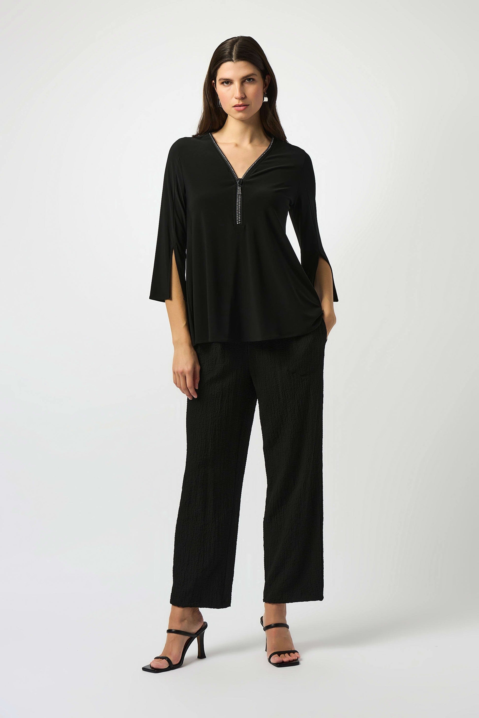 Black Tunic with Sparkle Zipper Detail