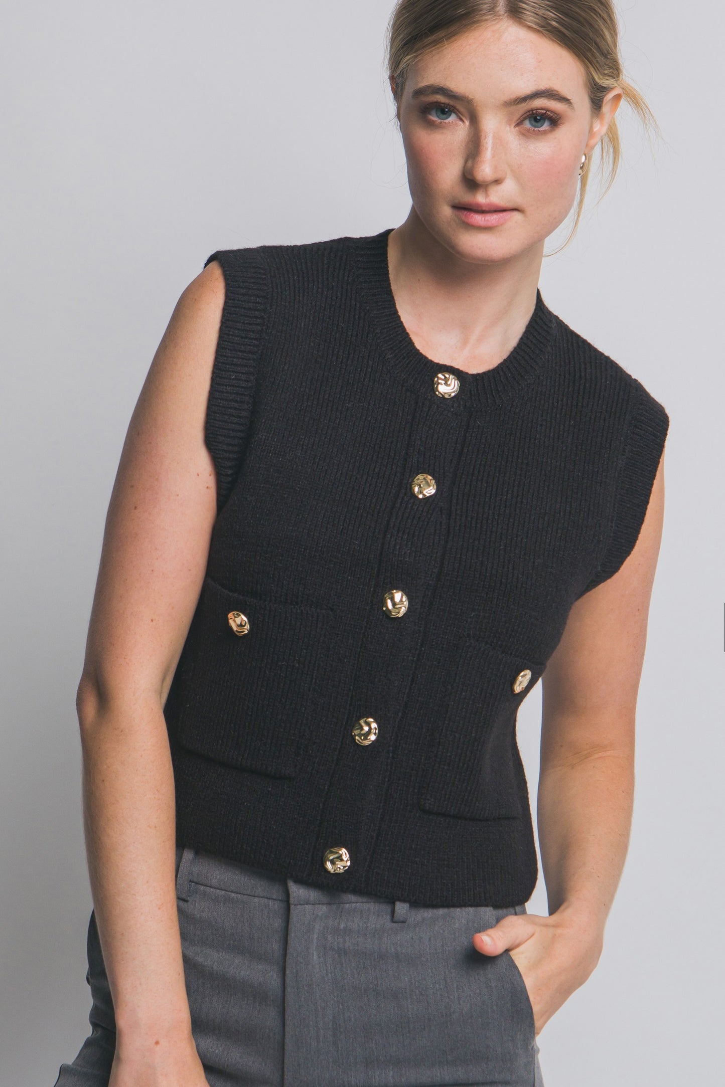 Gold Button Sweater Vest