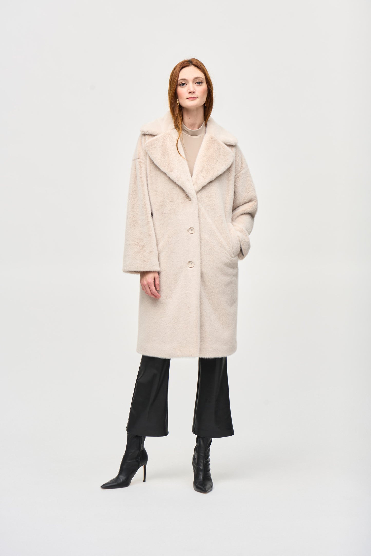 Joseph Ribkoff Faux Fur Straight Coat