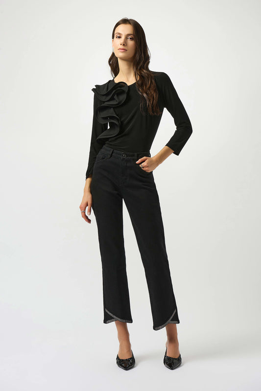 Joseph Ribkoff Silky Knit Fitted Ruffled Top