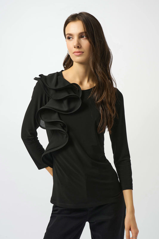 Joseph Ribkoff Silky Knit Fitted Ruffled Top