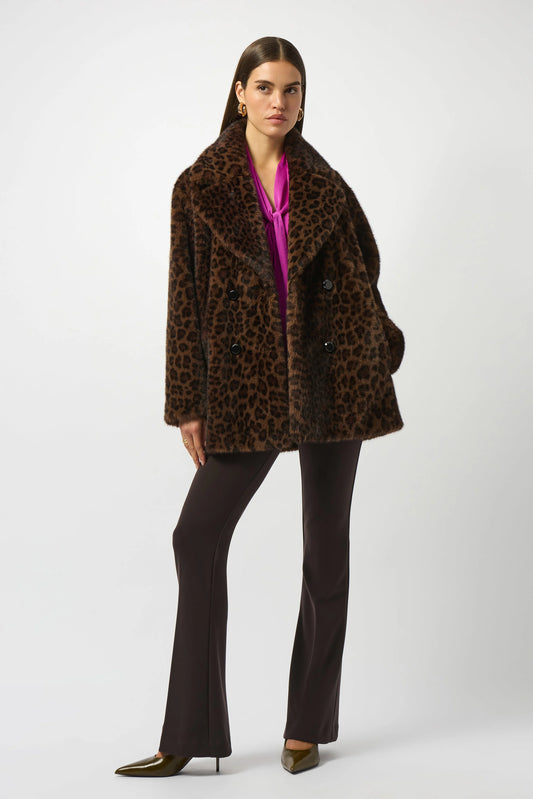 Joseph Ribkoff Faux Fur Leopard Print Jacket