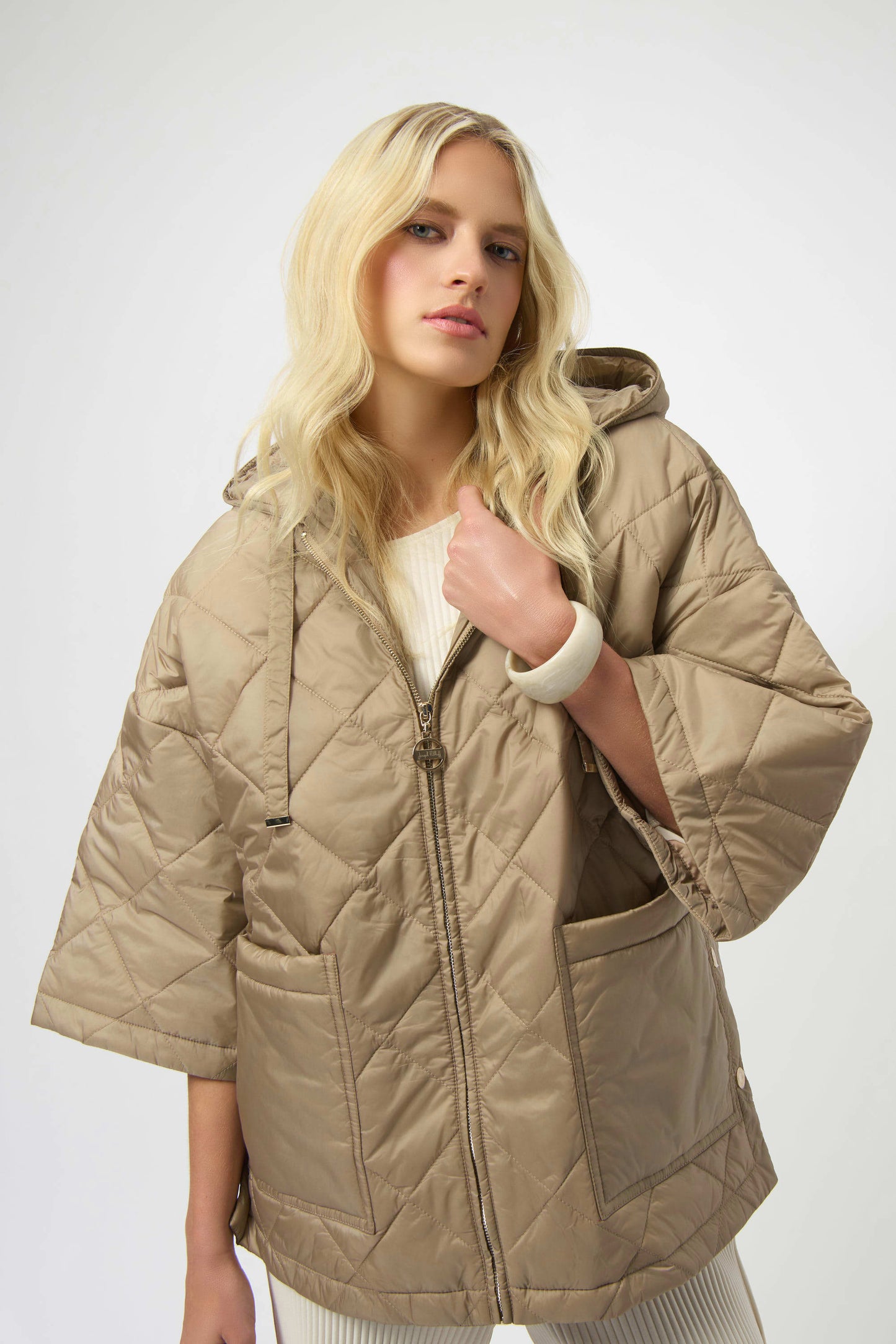 Joseph Ribkoff Golden Quilt Hooded Jacket