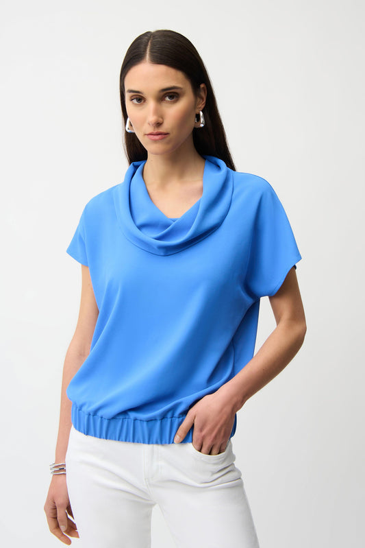 Blue cowl neck top