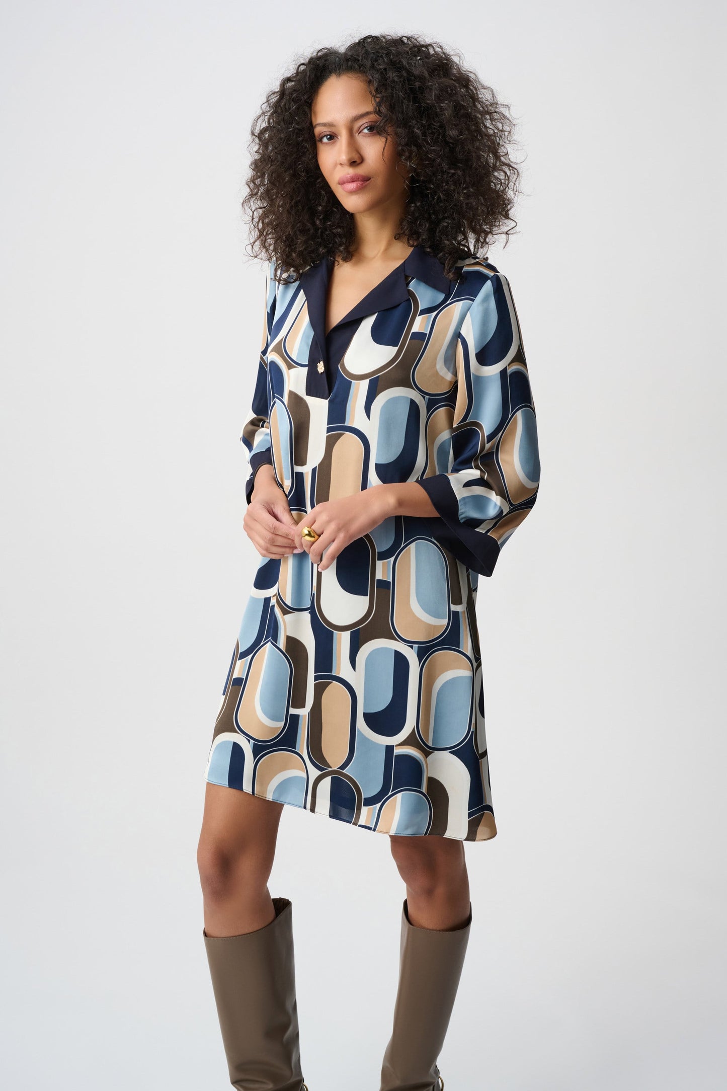 Satin Geometric Trapeze Dress - Joseph Ribkoff