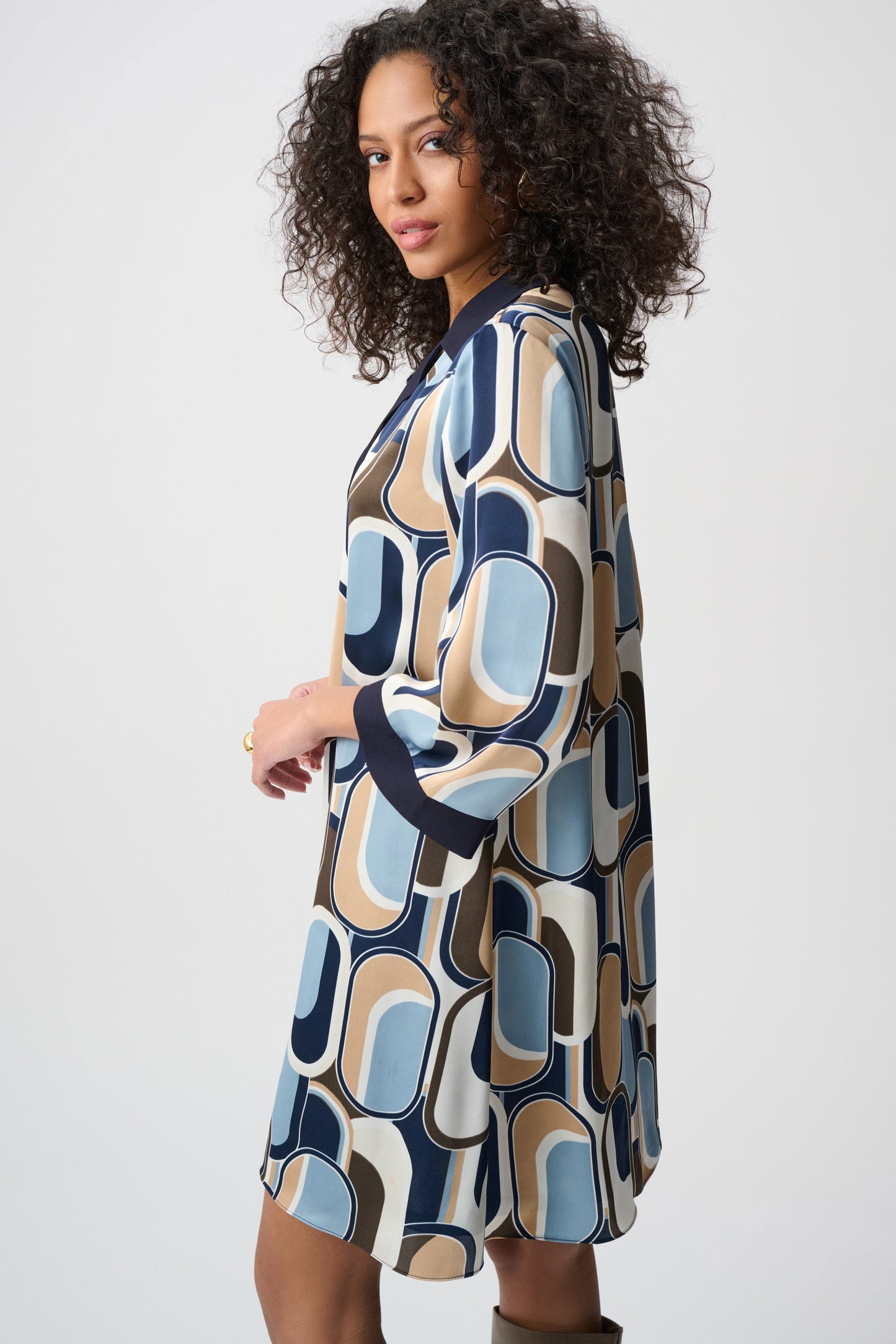 Satin Geometric Trapeze Dress - Joseph Ribkoff