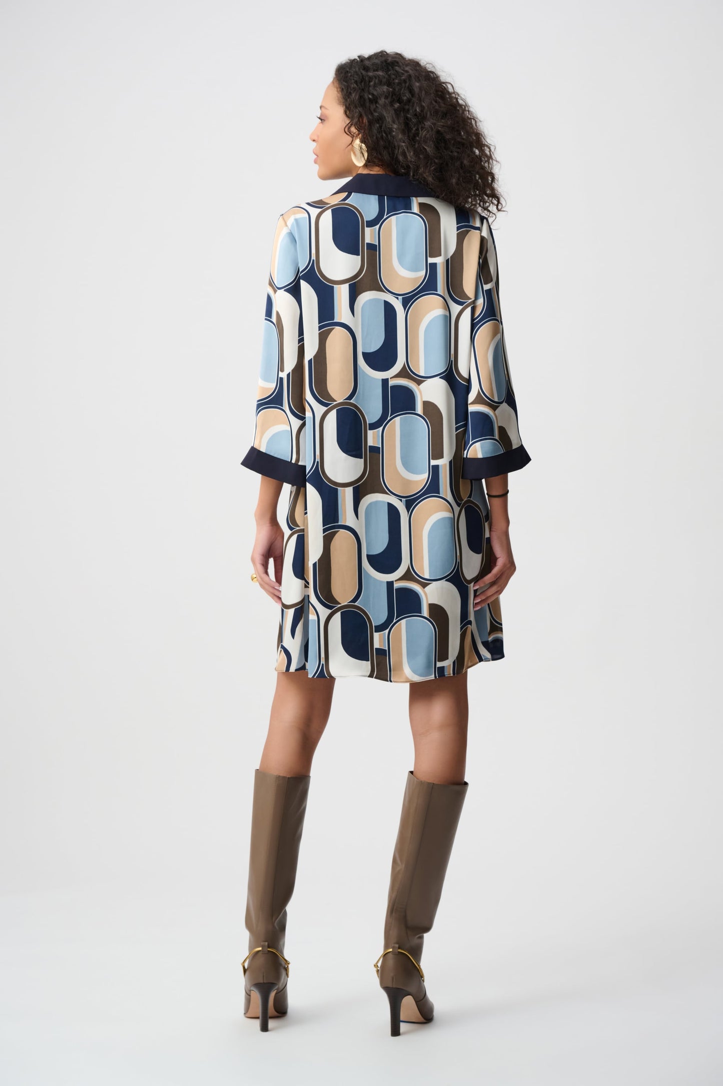 Satin Geometric Trapeze Dress - Joseph Ribkoff