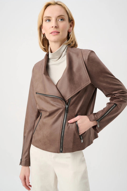 Joseph Ribkoff Foiled Knit Fitted Jacket - Brown