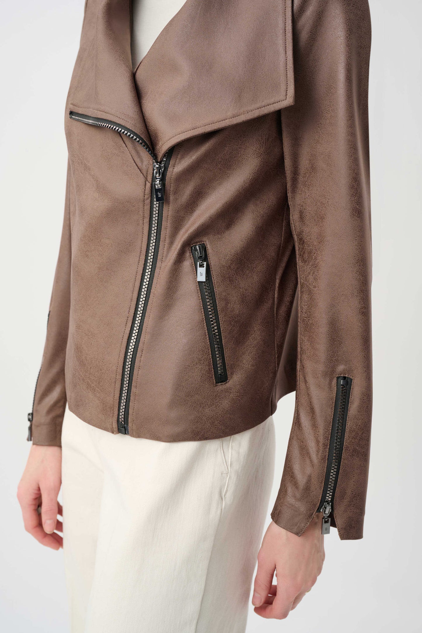 Joseph Ribkoff Foiled Knit Fitted Jacket - Brown