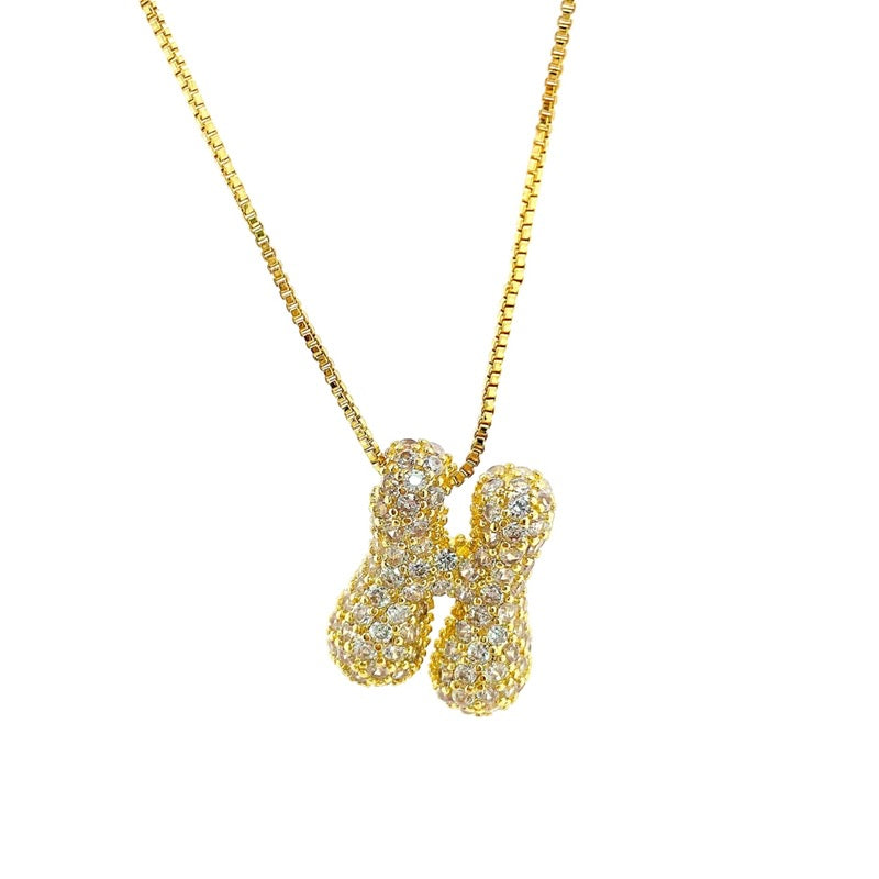 Initial Cz Bubble Necklace