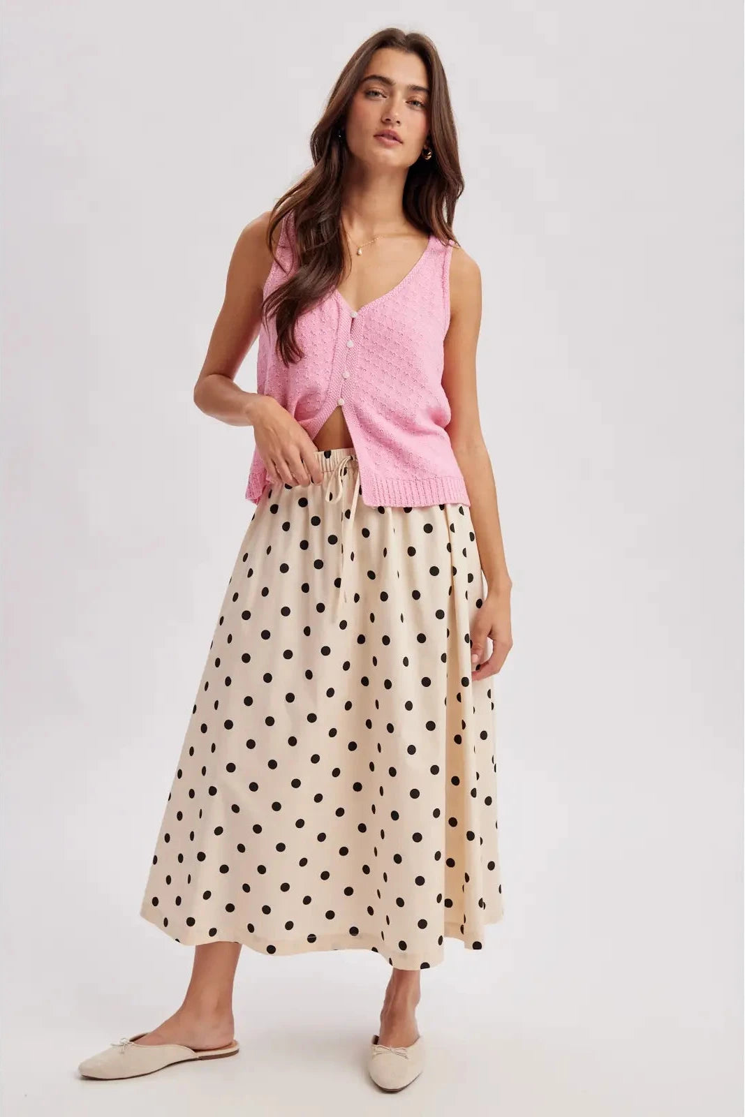 Polka Dot Midi Skirt