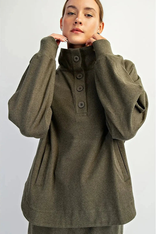 Regency Olive Mock Neck Pullover