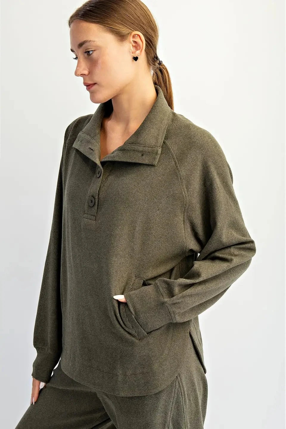 Rib Brush Mock Neck Pullover