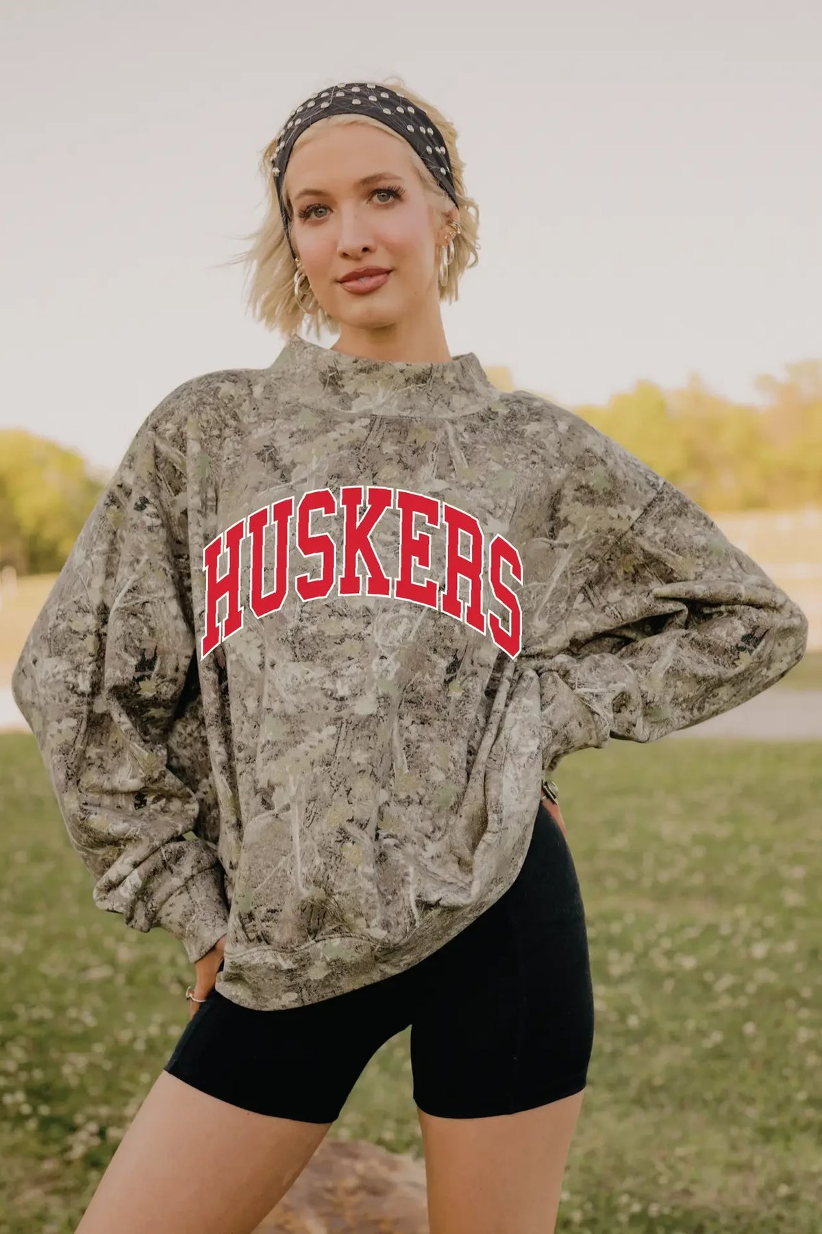 Camo husker mock neck 