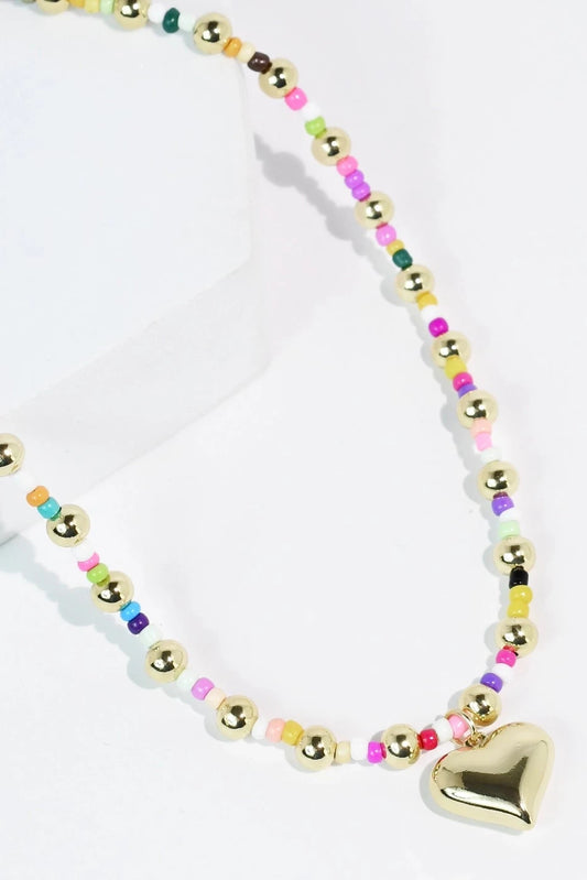Colorful Necklace with heart pendant