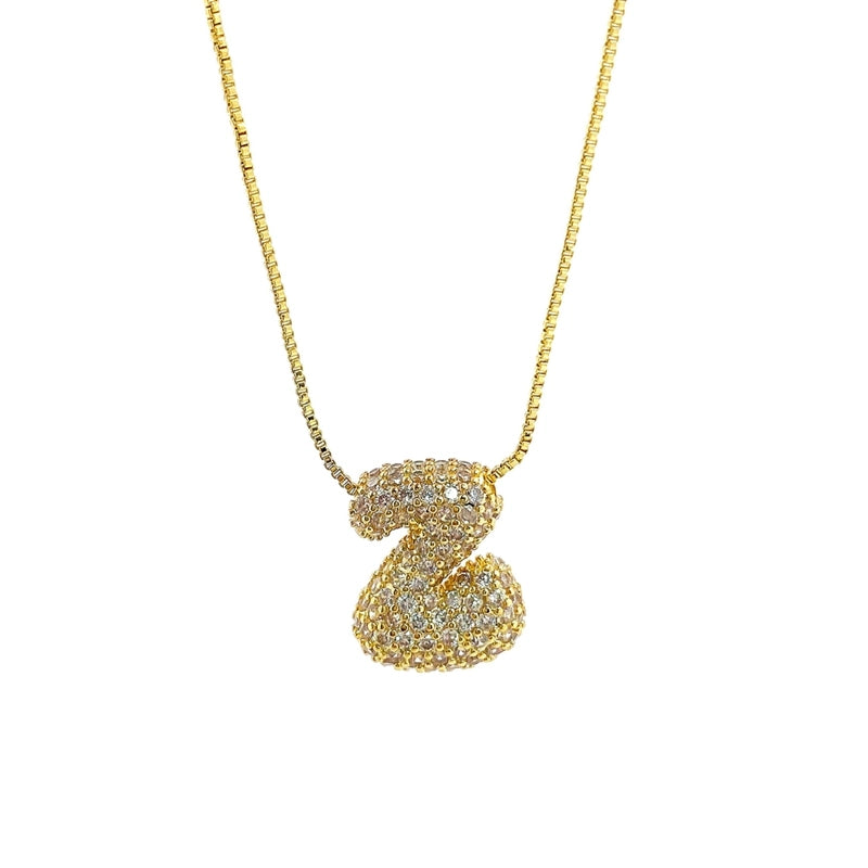 Initial Cz Bubble Necklace