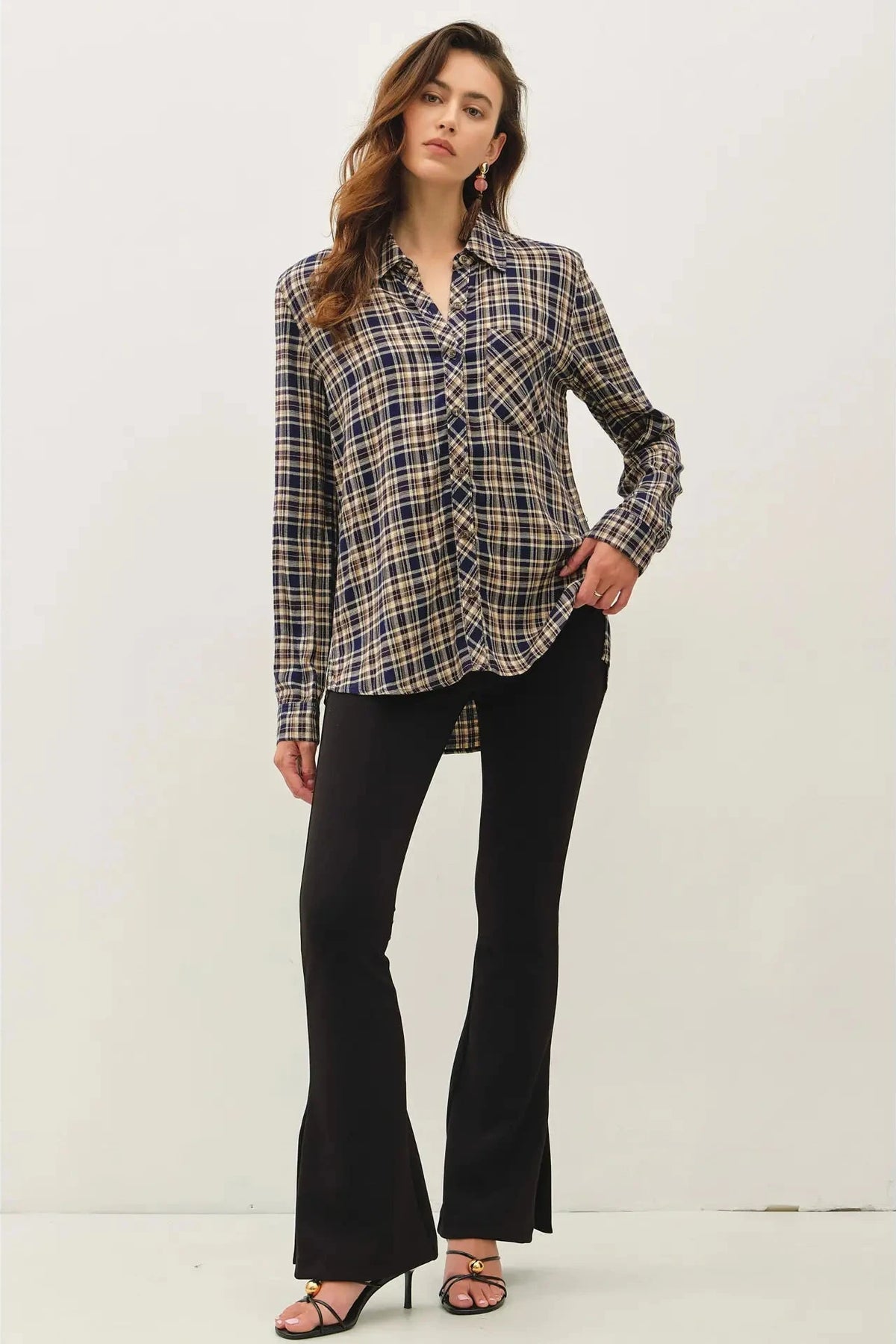 Plaid Flannel Shirt- Indigo