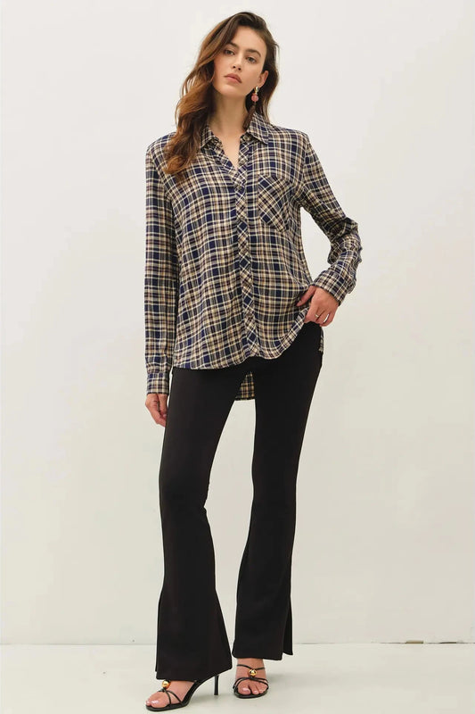 Plaid Flannel Shirt- Indigo