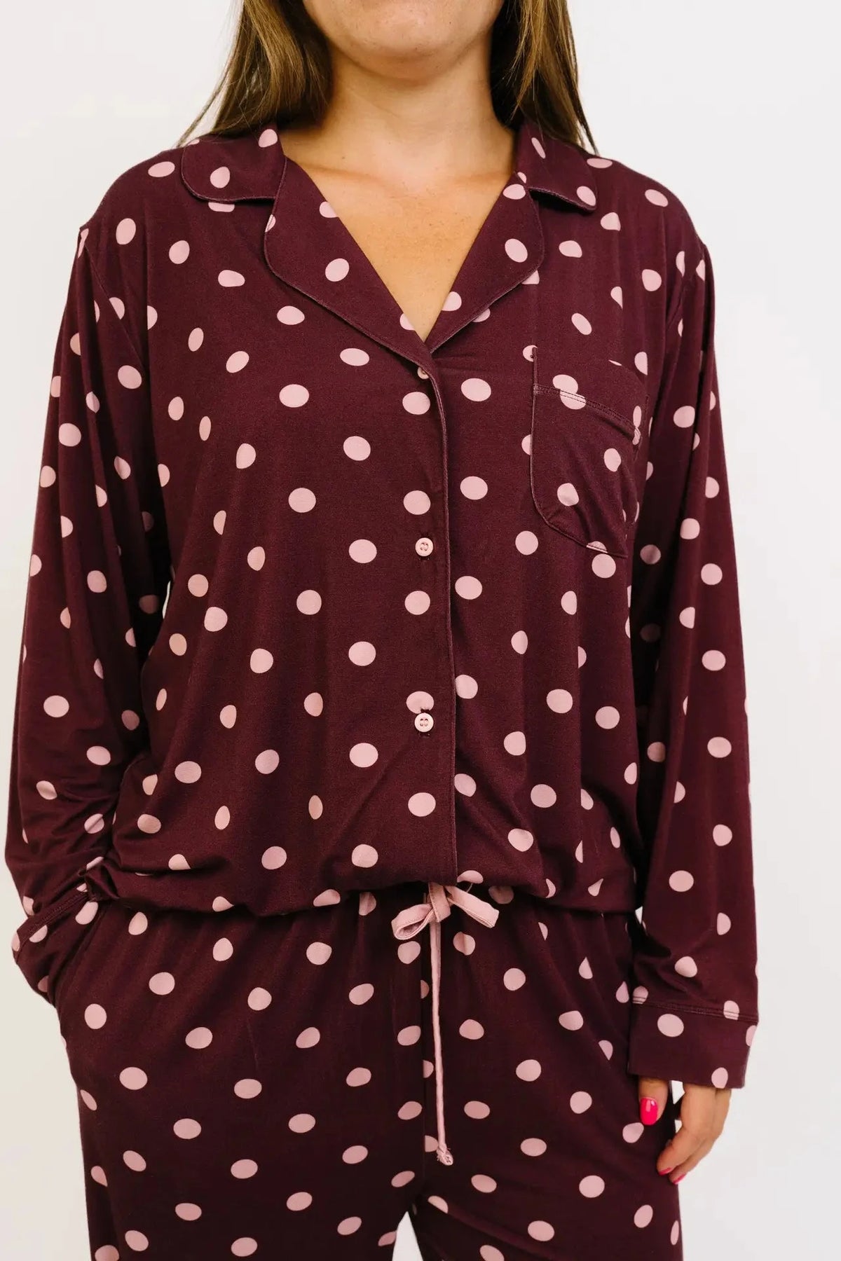 Mulberry Polkadot Women's Bamboo Pajama Set