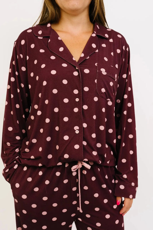 Mulberry Polkadot Women's Bamboo Pajama Set