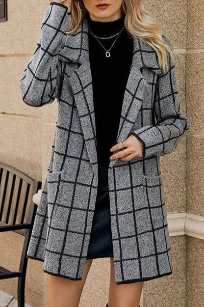 Patterned Collared Trench Coat