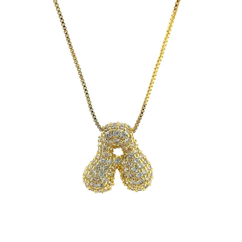 Initial Cz Bubble Necklace