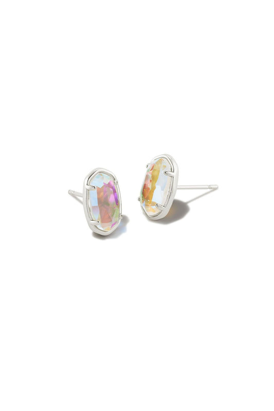 Kendra Scott Grayson Stone Stud Earrings - Silver Dichroic Glass