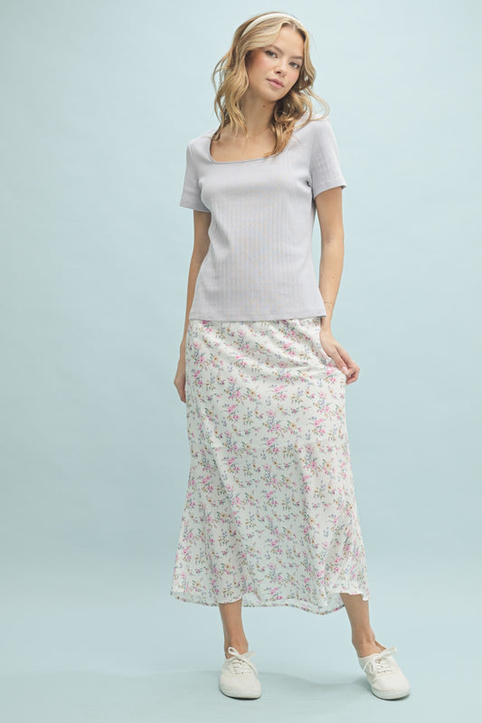 Dainty Floral Midi Skirt