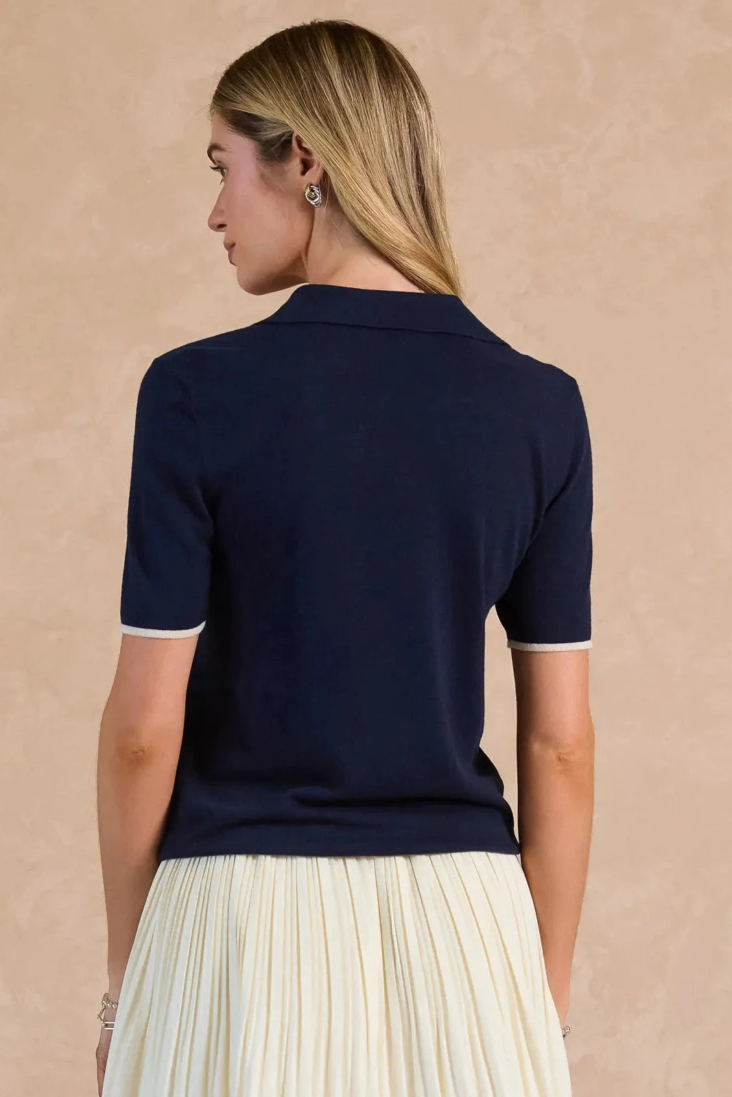 Kelsey Knit Contrast Polo Top