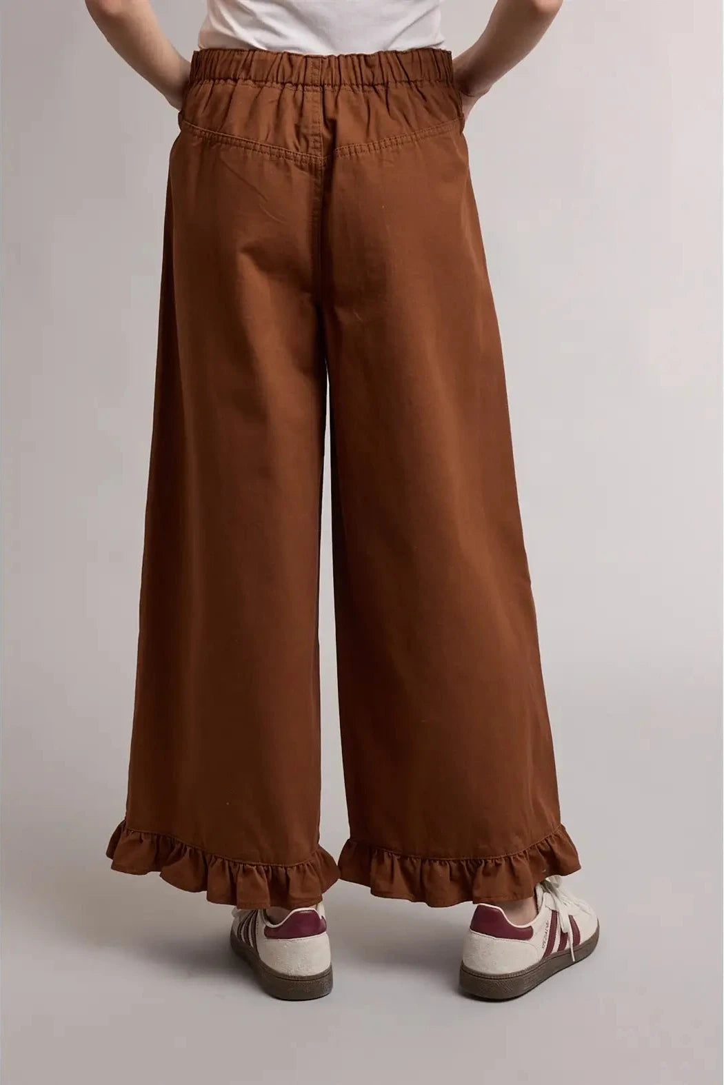 Ruffled Hem Wide Leg Pants