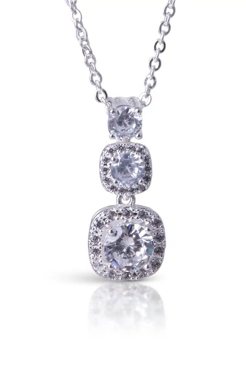 Diamond necklace on a white background