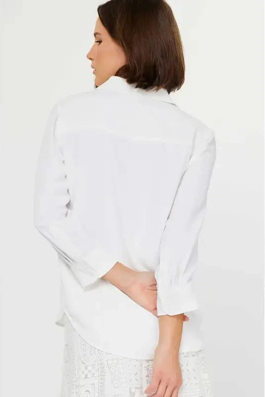white button up top