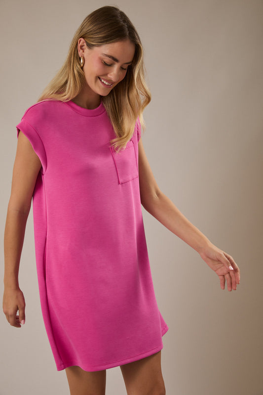 Fuchsia Crew Neck Dress