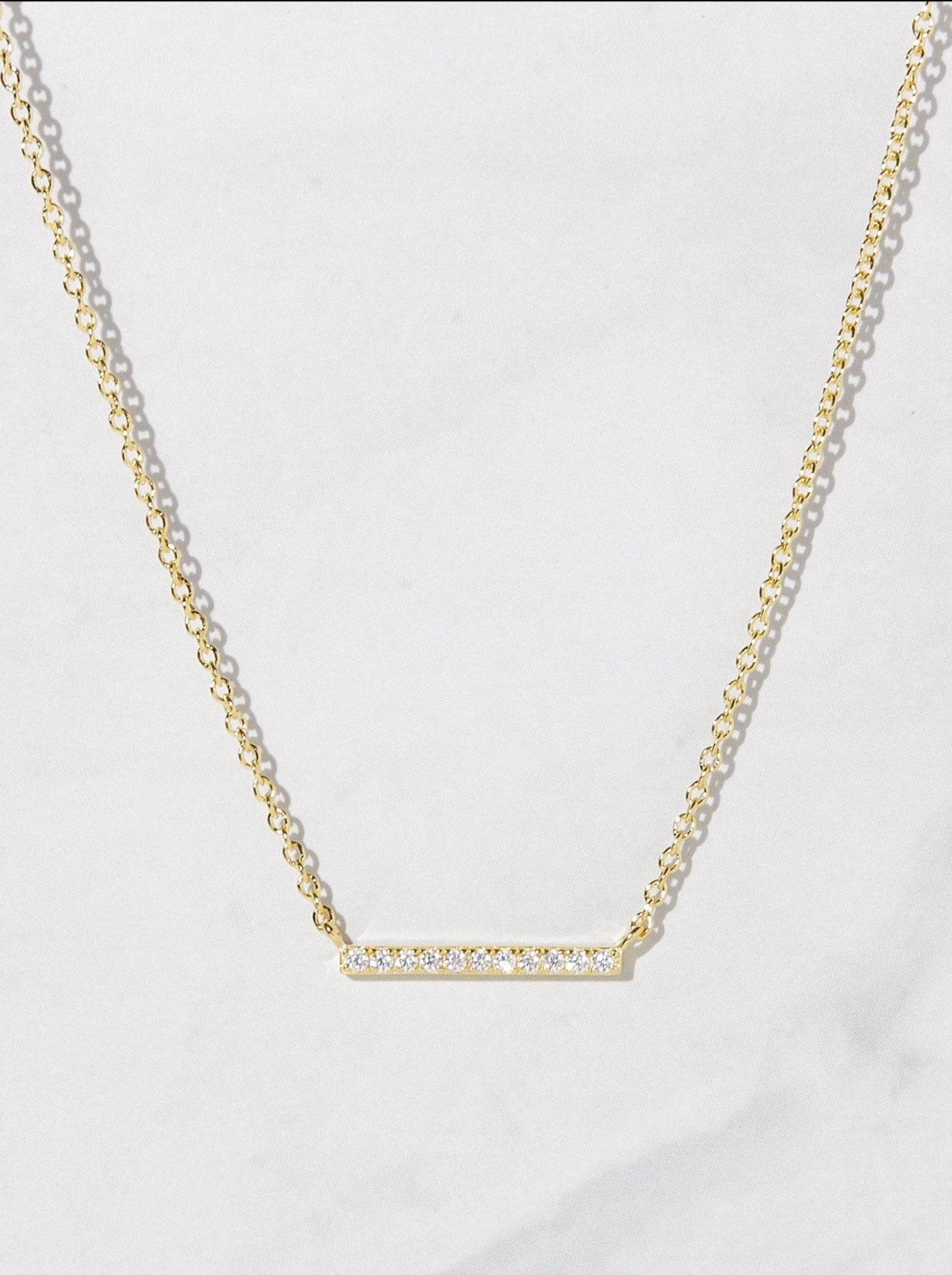 Pavé Bar Necklace - Gold