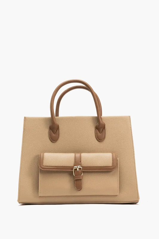 Veda Two-Tone Buckle Satchel