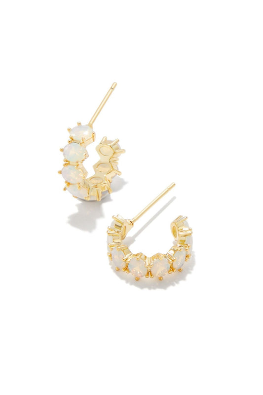 Kendra Scott Cailin Gold Huggie Earrings - Champagne Opal Crystal