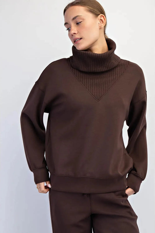 Espresso Scuba Turtle Neck Pullover