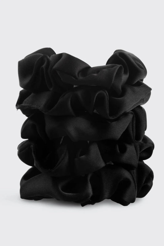 Satin Sleep Scrunchies 5pc - Black