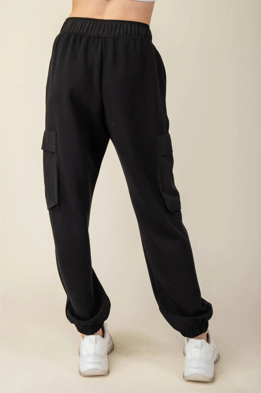 Black Scuba Cargo Sweatpants