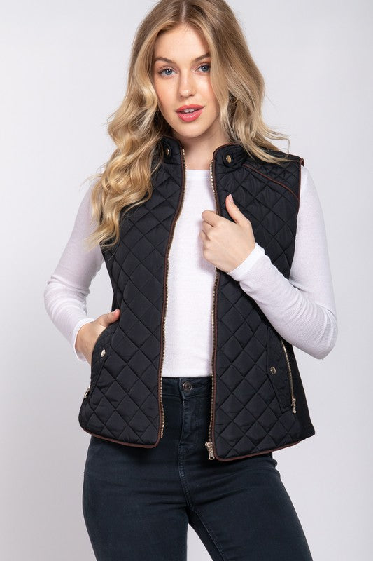 The Staple Quilted Vest - Black