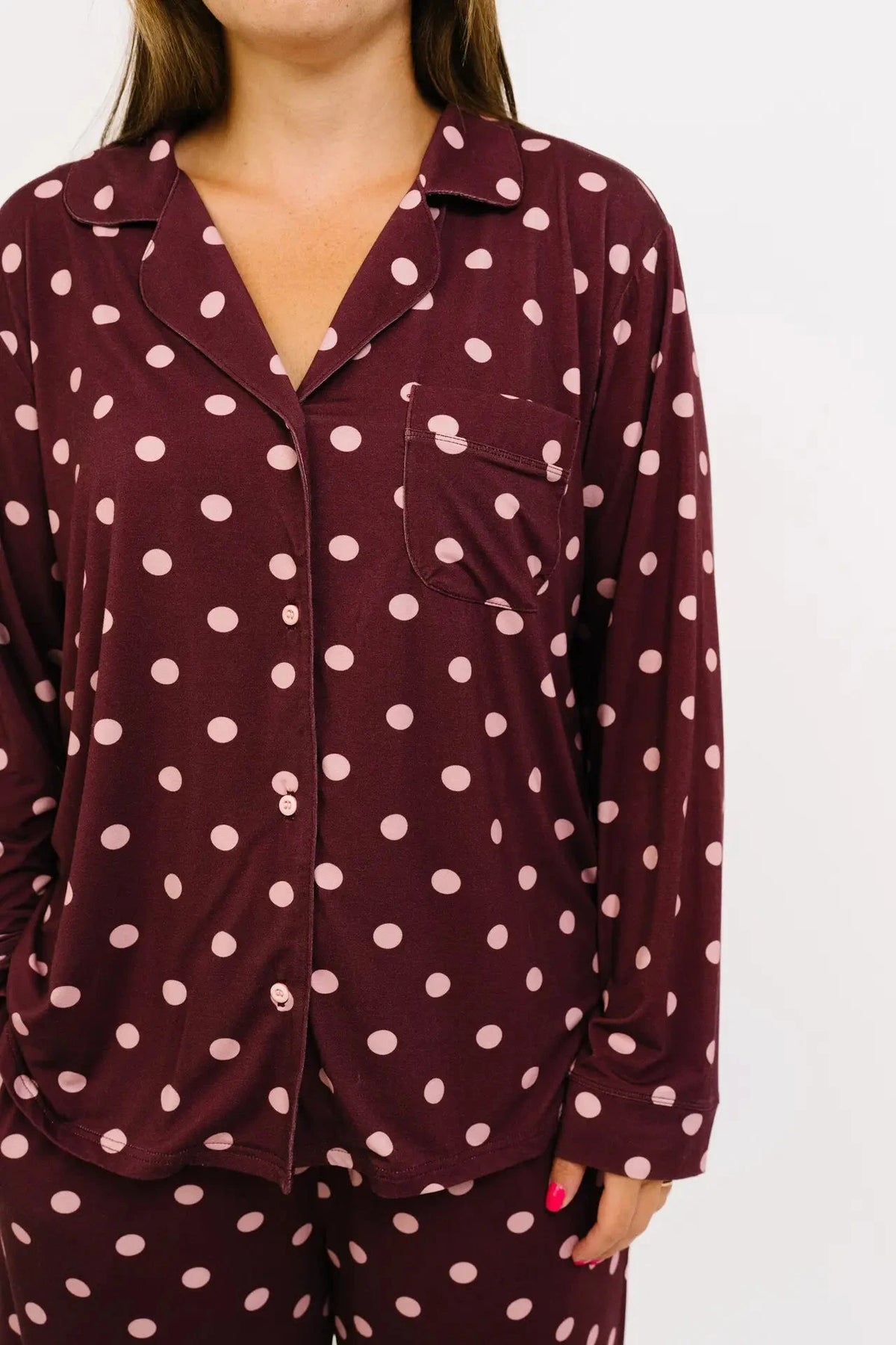 Mulberry Polkadot Women's Bamboo Pajama Set